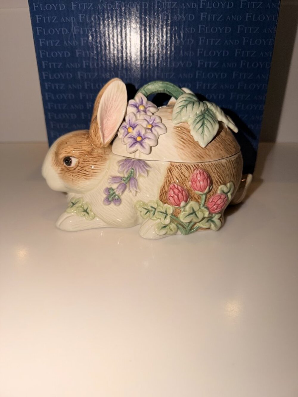Fitz and Floyd Botanical Bunny Lidded Trinket Box 2058/303 New in Box